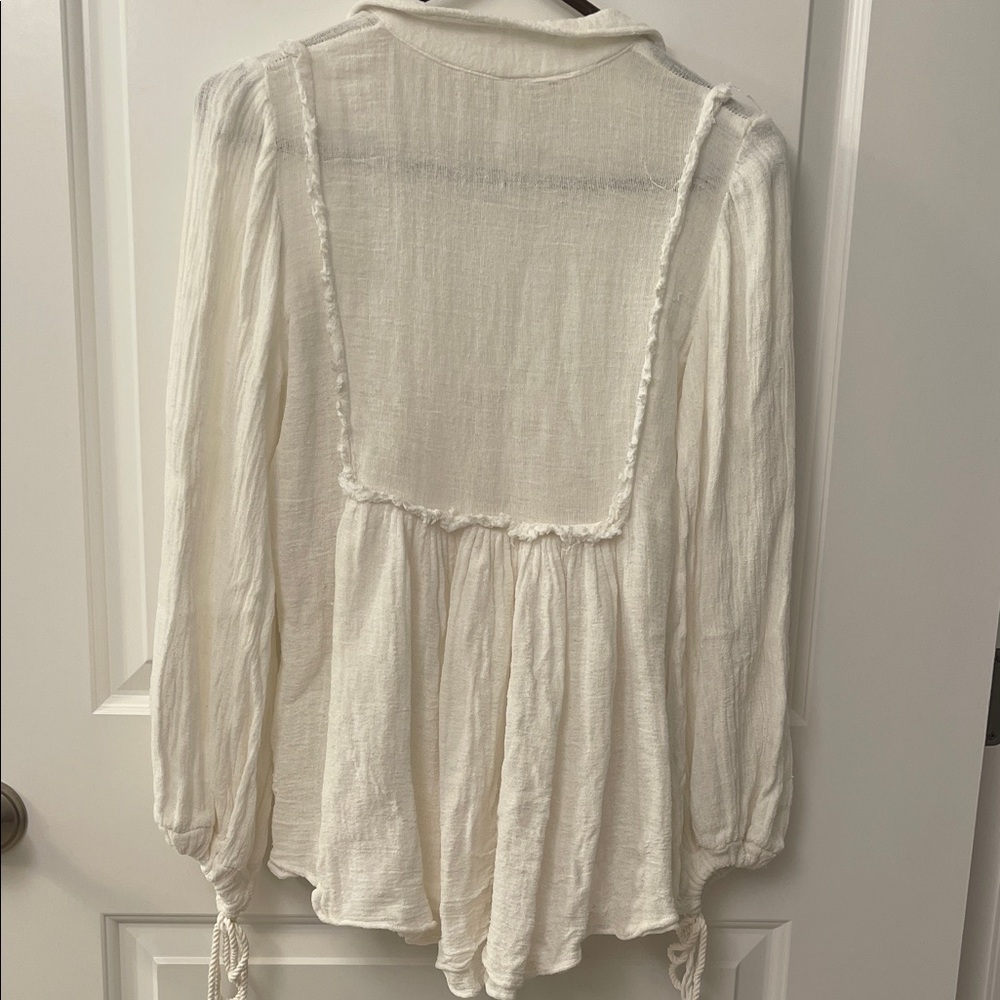 Jen's Pirate Booty Cream Romantic Cotton Blouse - Picture 10 of 13